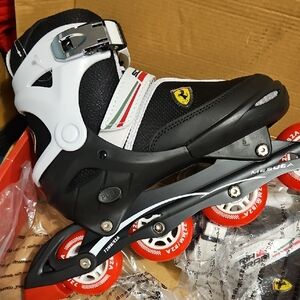 Ferrari Black and White Inline Skates with Red Wheels